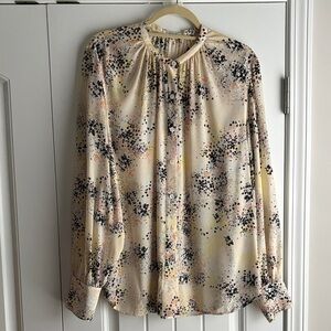 Equipment Cream and Black Floral Blouse